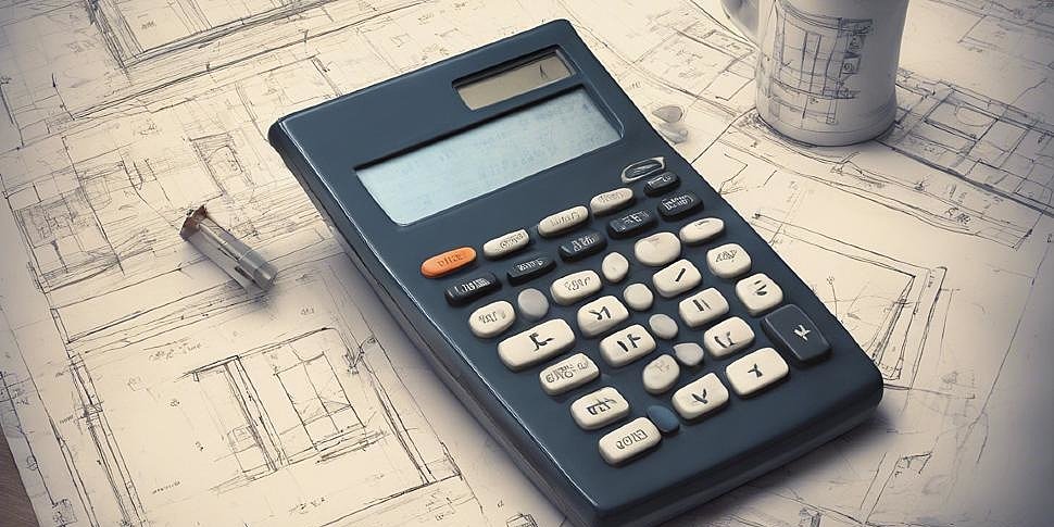 калькулятор и чертеж дома на столе, символизирующие расчет мощности котла