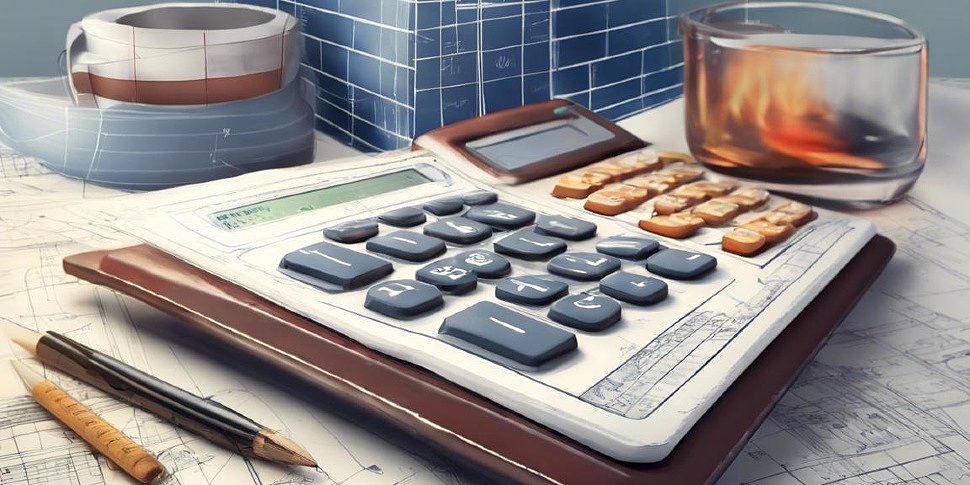 калькулятор и чертеж на столе, концепция расчета потребностей в отоплении для дома
