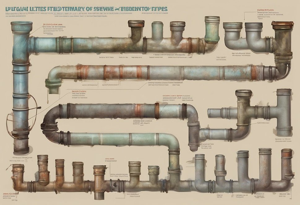 сводная диаграмма, показывающая различные типы канализационных труб и фитингов с плюсами и минусами