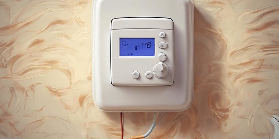 термостат, подключенный к системе электрического теплого пола, с видимой проводкой