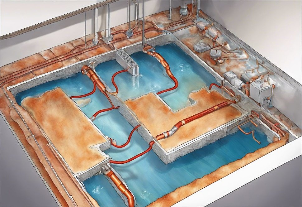 вид в разрезе водяной системы теплого пола