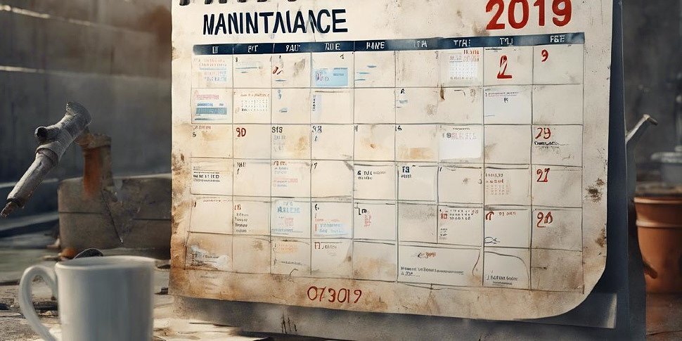 календарь с отмеченными датами для обслуживания бойлера и слива воды