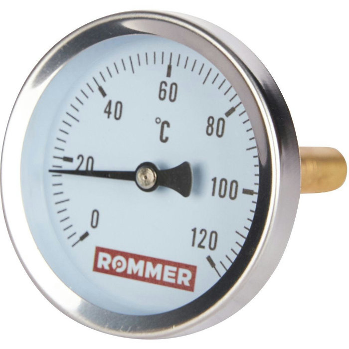 Термометр биметаллический с погружной гильзой Rommer, корпус 63 мм, гильза 75 мм